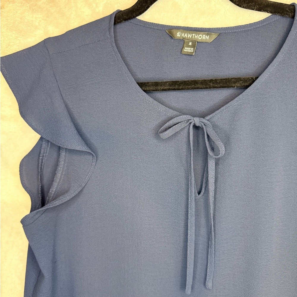 41 Hawthorn Navy Ruffle Sleeve Blouse